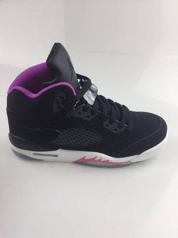 women air jordan 5 retro shoes black purple AAAA perfect quality