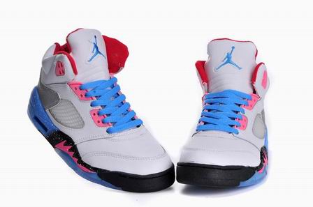 women air jordan 5 shoes white pink blue