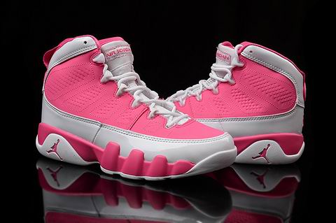 women air jordan 9 retro shoes pink white