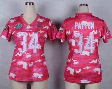 women bears 34 Payton Salute to Service pink camo jersey