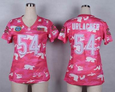 women bears 54 Urlacher Salute to Service pink camo jersey
