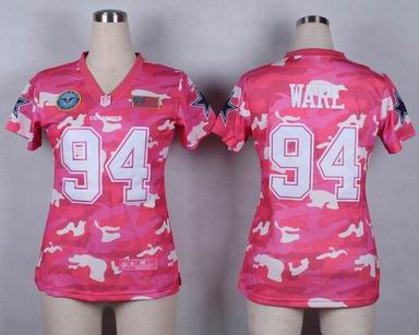women cowboys 94 Ware Salute to Service pink camo jersey