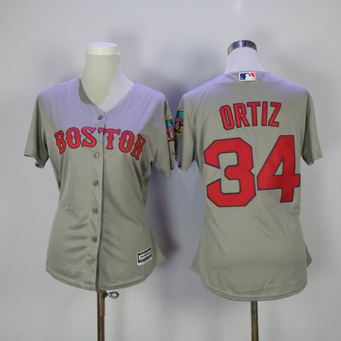 women mlb Boston Red Sox #34 David Ortiz grey jersey