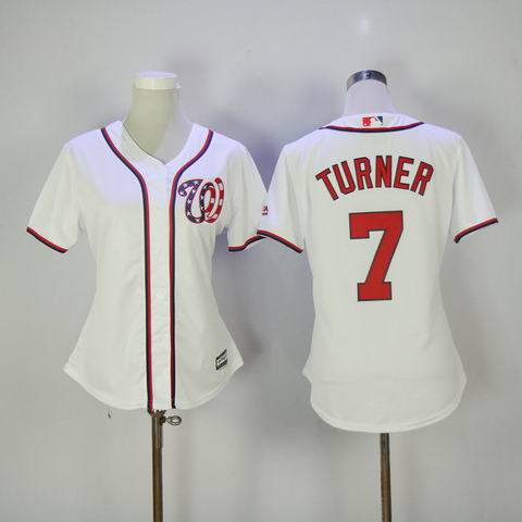women mlb Washington Nationals #7 Turner white jersey