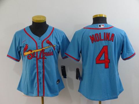 women mlb cardinals #4 Molina blue game jersey