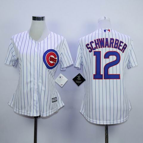 women mlb chicago cubs #12 Schwarber white jersey