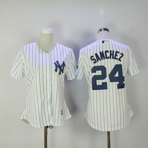 women mlb yankees #24 Sanchez white jersey