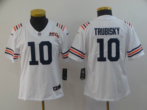 women nfl Bears #10 Trubisky White 100th Season rush II jersey