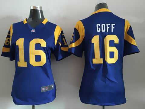 women nfl Rams #16 Goff light blue jersey