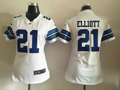 women nfl cowboys #21 Elliott white jersey