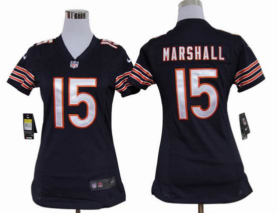 women nike NFL Chicago Bears 15 Marshall blue stitched jersey