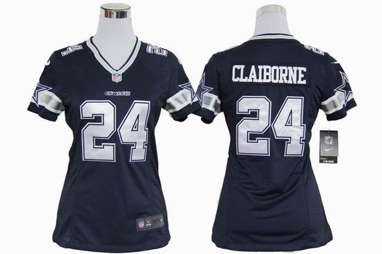 women nike NFL Dallas Cowboys 24 Claiborne blue stitched jersey