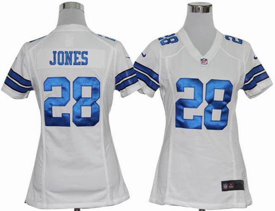 women nike NFL Dallas Cowboys 28 Jones white stitched jersey