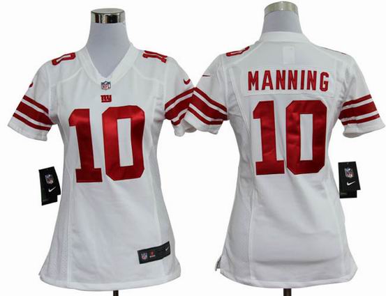 women nike NFL New York Giants 10 manning white stitched jersey