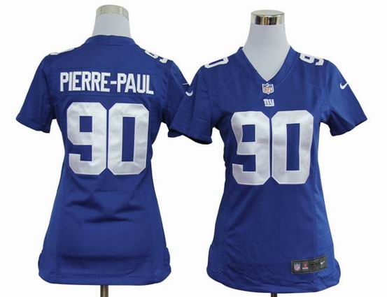 women nike NFL New York Giants 90 Pierre-Paul blue stitched jersey