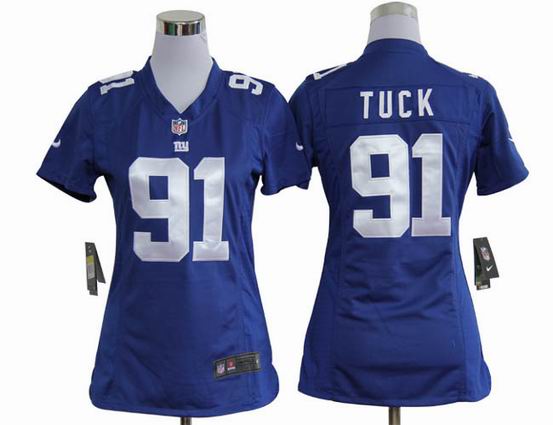 women nike NFL New York Giants 91 tuck blue stitched jersey