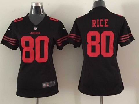 women nike nfl 49ers #80 Rice black jersey