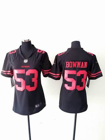 women nike nfl 49ers 53 Bowman black limited jersey