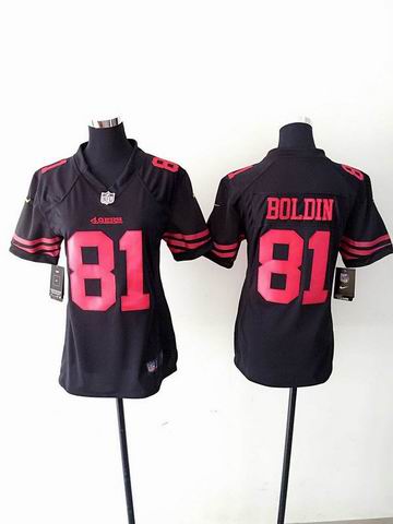 women nike nfl 49ers 81 Boldin black limited jersey
