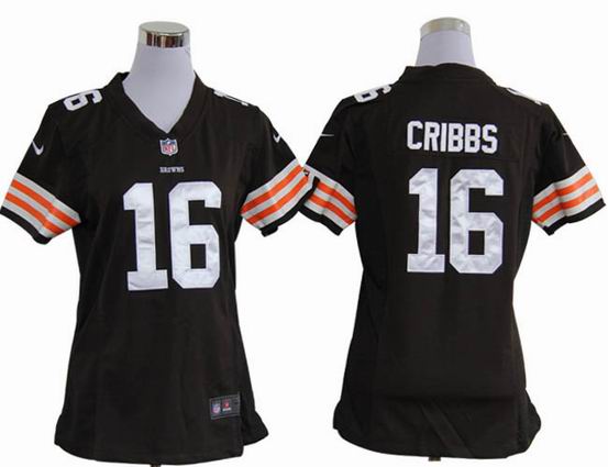 women nike nfl Cleveland Browns 16 Cribbs brown stitched jersey