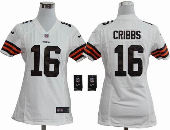 women nike nfl Cleveland Browns 16 Cribbs white stitched jersey