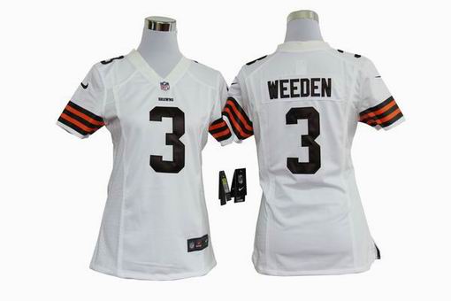 women nike nfl Cleveland Browns 3 weeden white stitched jersey