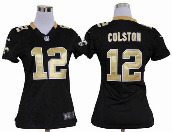 women nike nfl New Orleans Saints 12 Colston black stitched jersey
