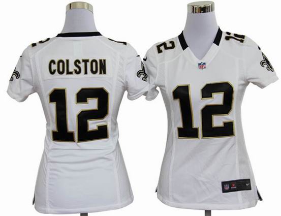 women nike nfl New Orleans Saints 12 Colston white stitched jersey