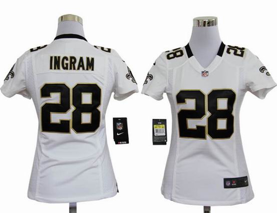 women nike nfl New Orleans Saints 28 Ingram white stitched jersey