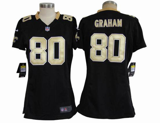 women nike nfl New Orleans Saints 80 Graham black stitched jersey