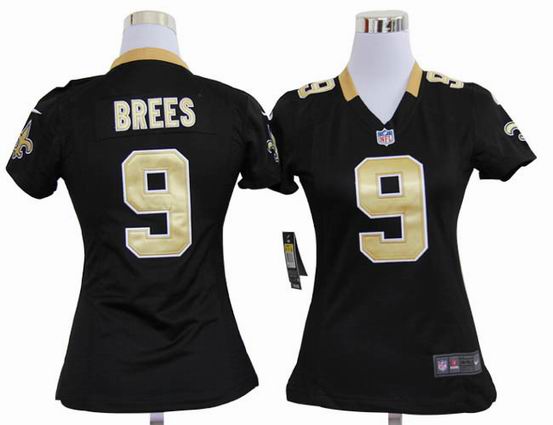 women nike nfl New Orleans Saints 9 Brees black stitched jersey