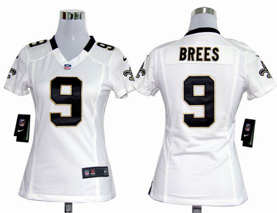 women nike nfl New Orleans Saints 9 Brees white stitched jersey