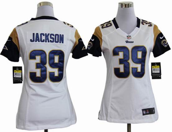 women nike nfl St. Louis Rams 39 jackson white stitched jersey