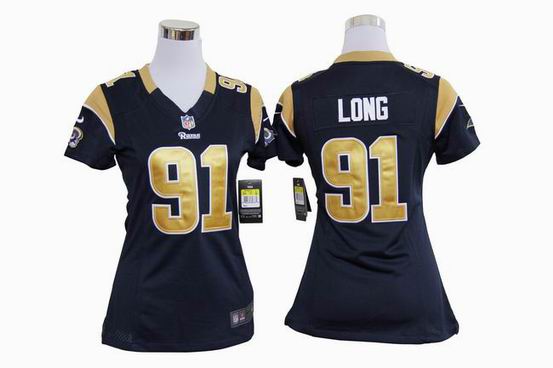 women nike nfl St. Louis Rams 91 Long blue stitched jersey