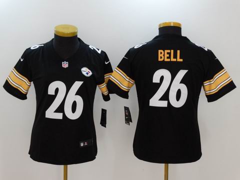 women nike nfl Steelers #26 BELL rush II black jersey