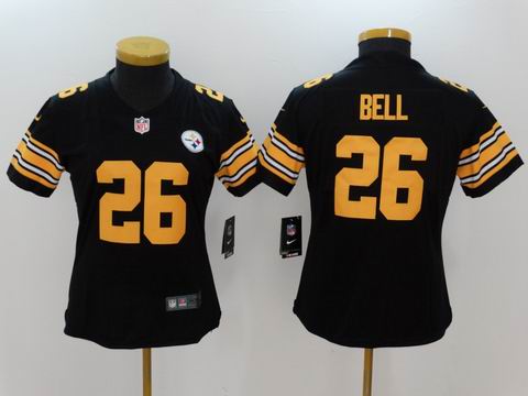 women nike nfl Steelers #26 BELL rush black jersey