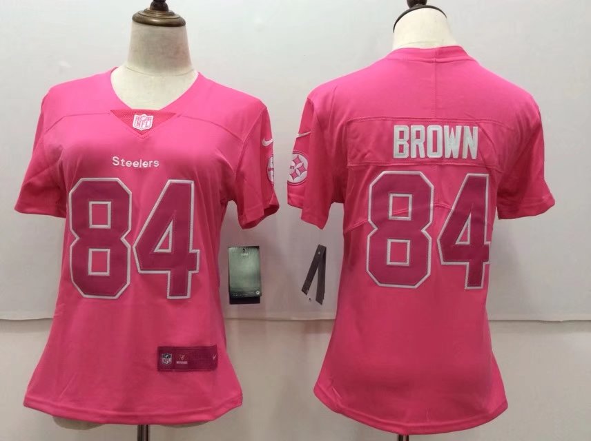 women nike nfl Steelers #84 Brown pink rush jersey