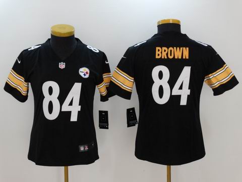 women nike nfl Steelers #84 Brown rush II black jersey