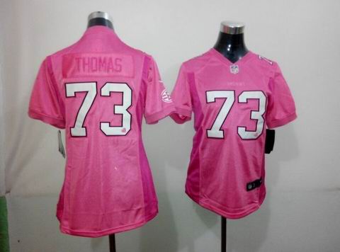 women nike nfl browns 73 Thomas pink jersey
