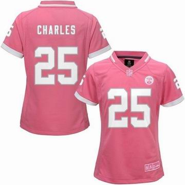 women nike nfl chiefs 25 Charles Pink Bubble Gum Jersey