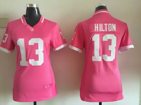 women nike nfl colts 13 Hilton Pink Bubble Gum Jersey