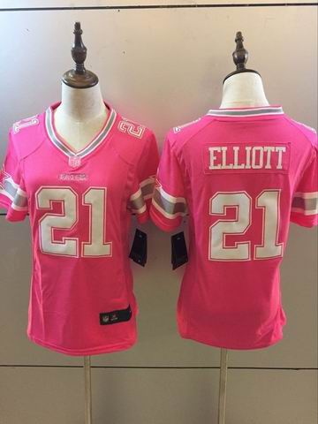 women nike nfl cowboys #21 Elliott pink jersey