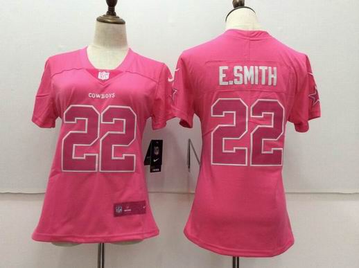women nike nfl cowboys #22 E.SMITH pink jersey