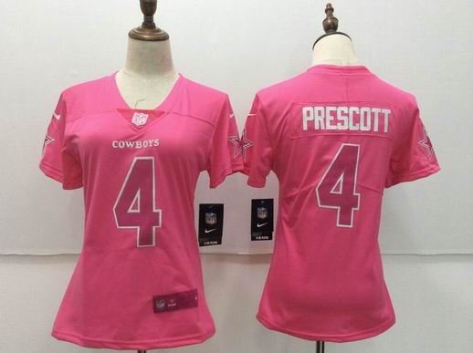 women nike nfl cowboys #4 PRESCOTT pink jersey