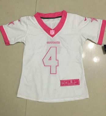 women nike nfl cowboys #4 Prescott white pink jersey