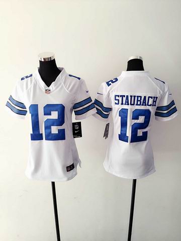 women nike nfl cowboys 12 staubach white limited jersey
