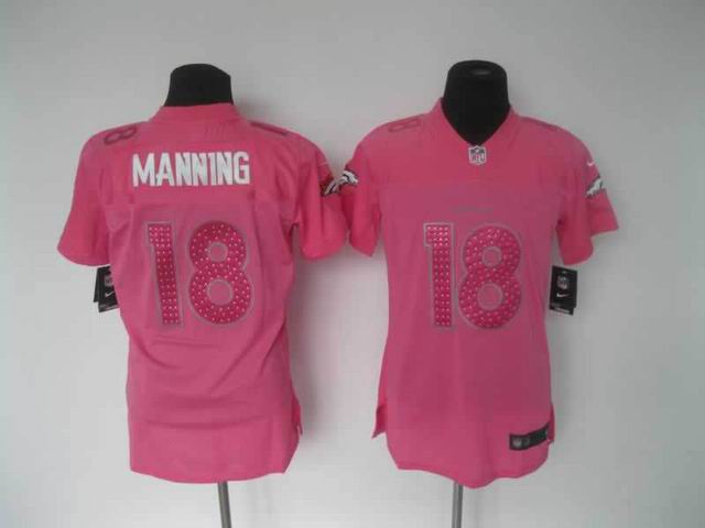 women nike nfl denver broncos 18# Manning Pink With Diamond jersey