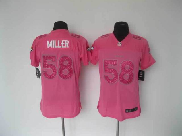 women nike nfl denver broncos 58# Miller Pink With Diamond jersey