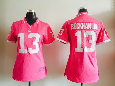 women nike nfl giants 13 Beckham JR Pink Bubble Gum Jersey