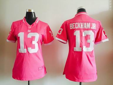 women nike nfl giants 13 Beckham JR pink 2015Pink Bubble Gum Jersey